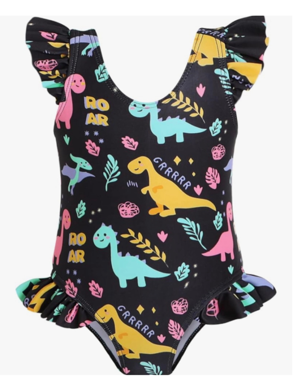 NEW Baby Girl Swimsuit Infant 1 Pc Bathing Suit Dinosaur Ruffle UPF50 3-6 M
